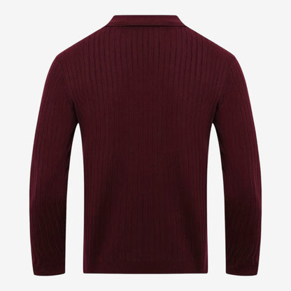 Men's Long Sleeve Knit Polo Shirt Casual Fit Collared Everyday Wear