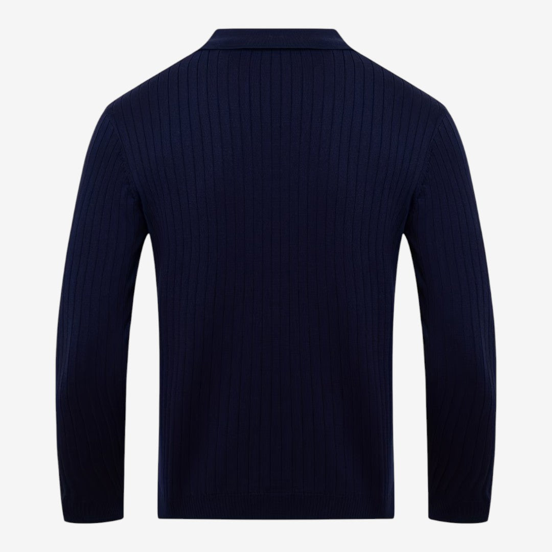 Men's Long Sleeve Knit Polo Shirt Casual Fit Collared Everyday Wear