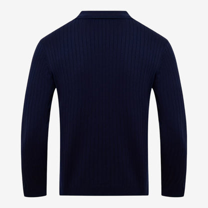 Men's Long Sleeve Knit Polo Shirt Casual Fit Collared Everyday Wear