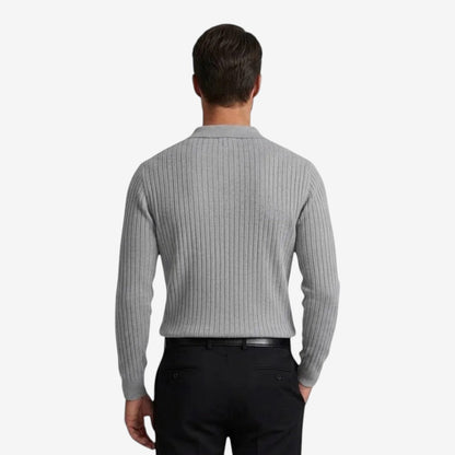 Men's Long Sleeve Knit Polo Shirt Casual Fit Collared Everyday Wear