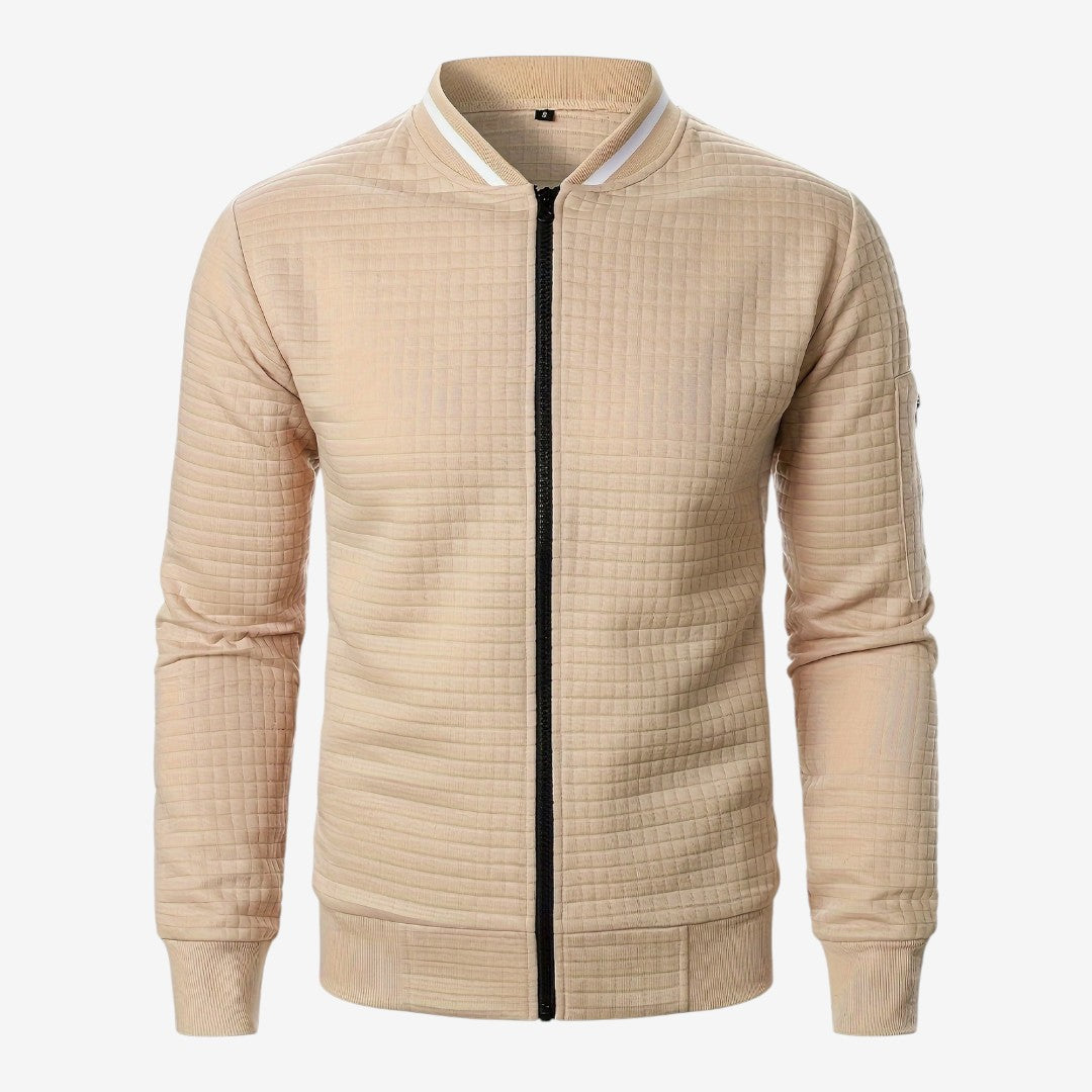 Men's Casual Plaid Jacket Full Zip Stand Collar Everyday Layering