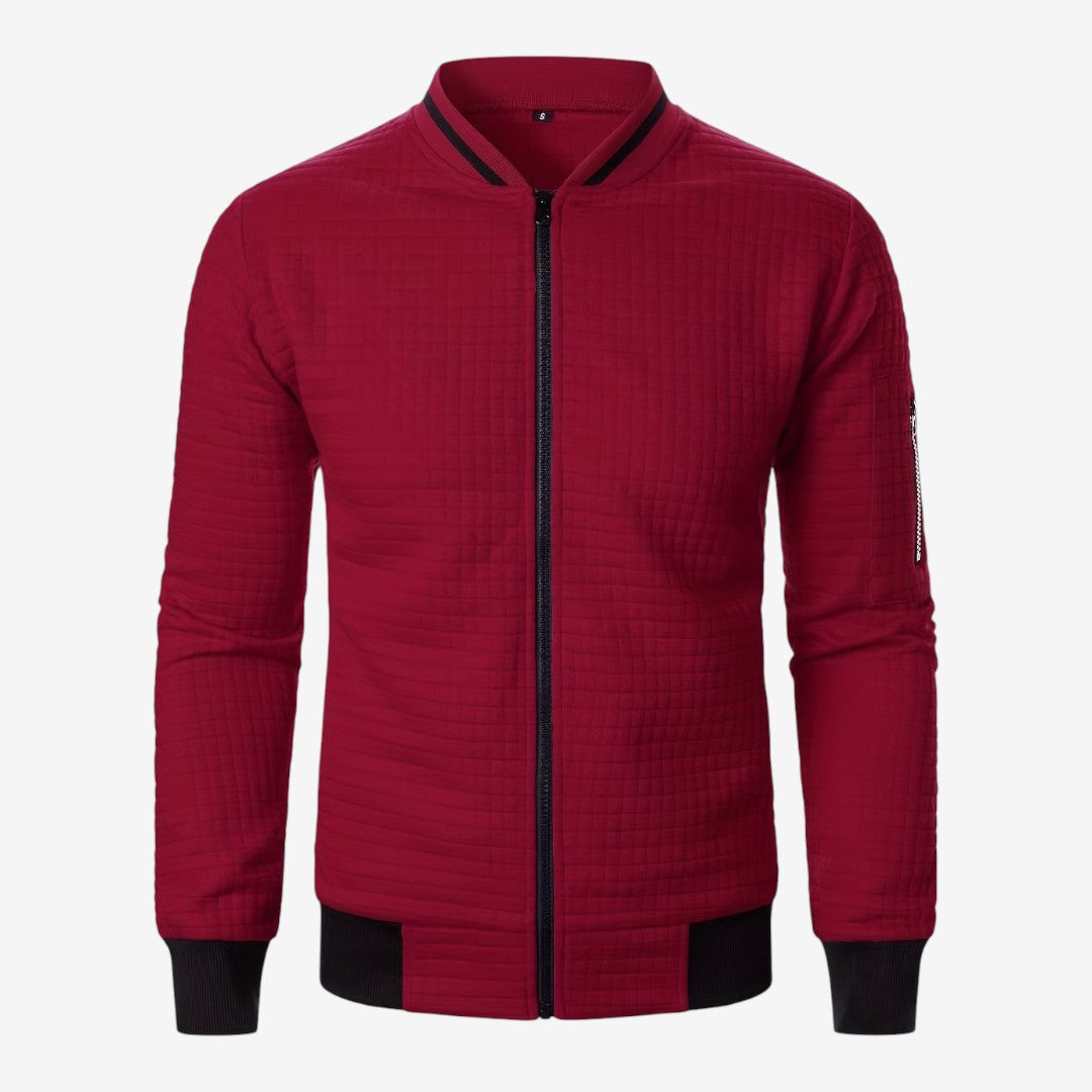 Men's Casual Plaid Jacket Full Zip Stand Collar Everyday Layering