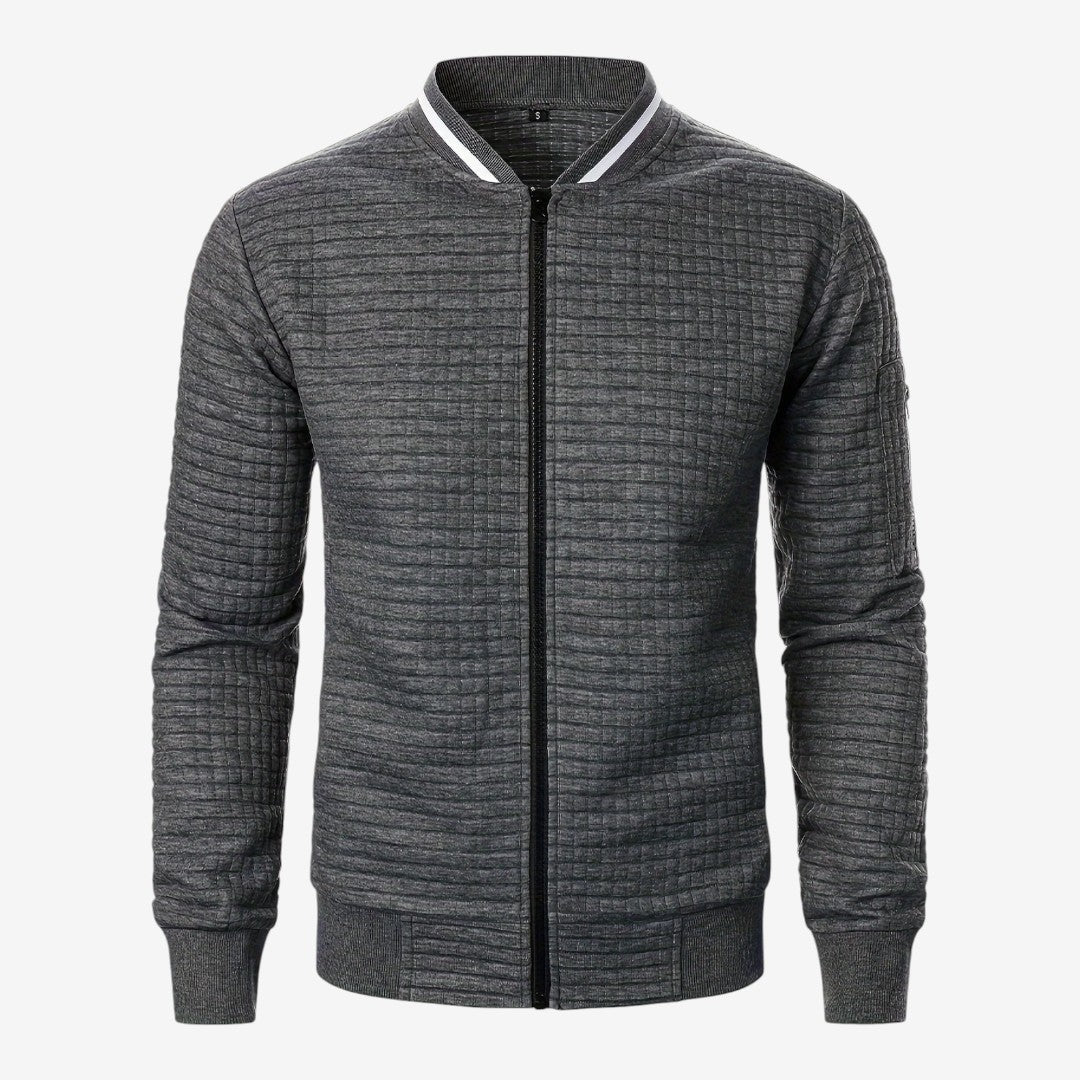 Men's Casual Plaid Jacket Full Zip Stand Collar Everyday Layering
