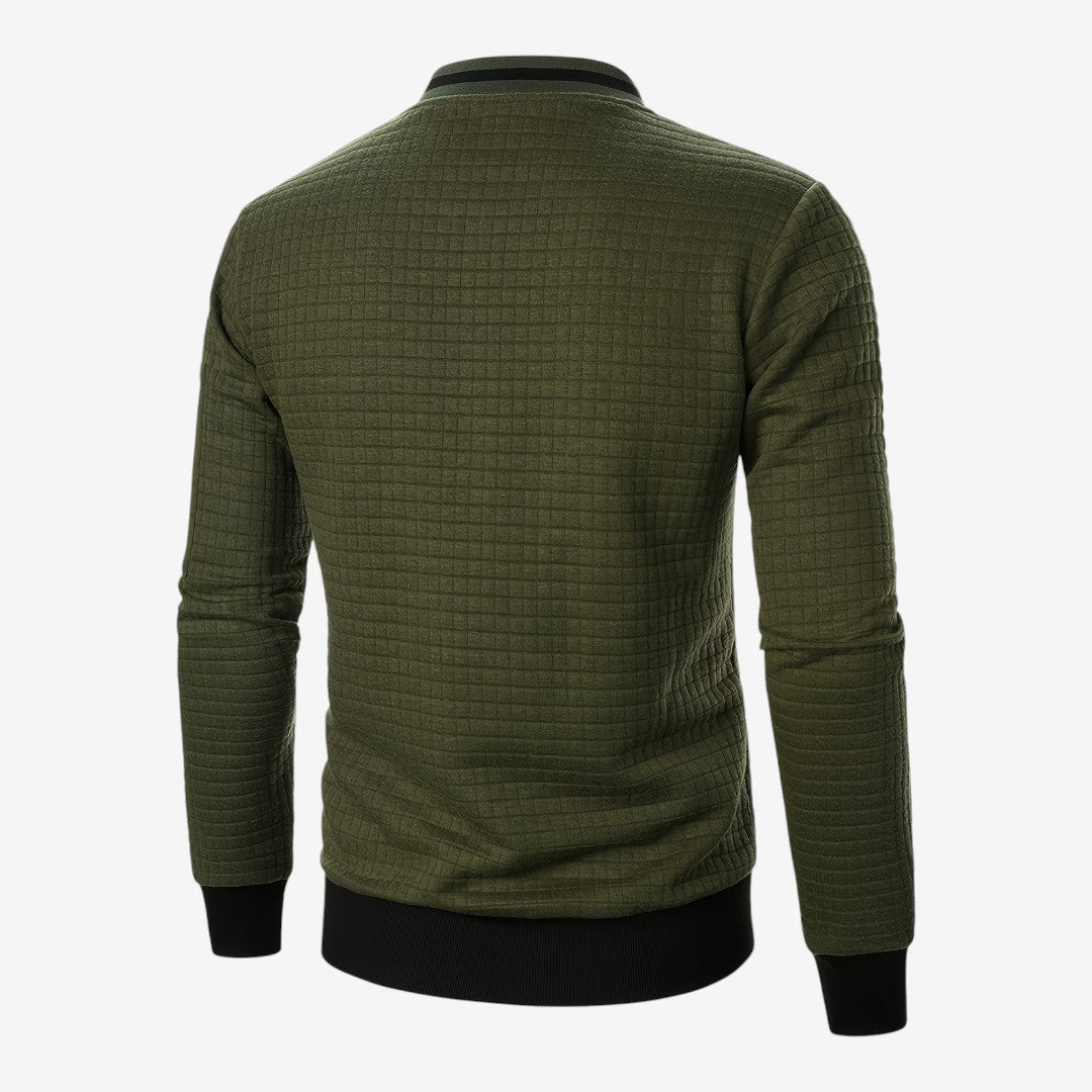 Men's Casual Plaid Jacket Full Zip Stand Collar Everyday Layering
