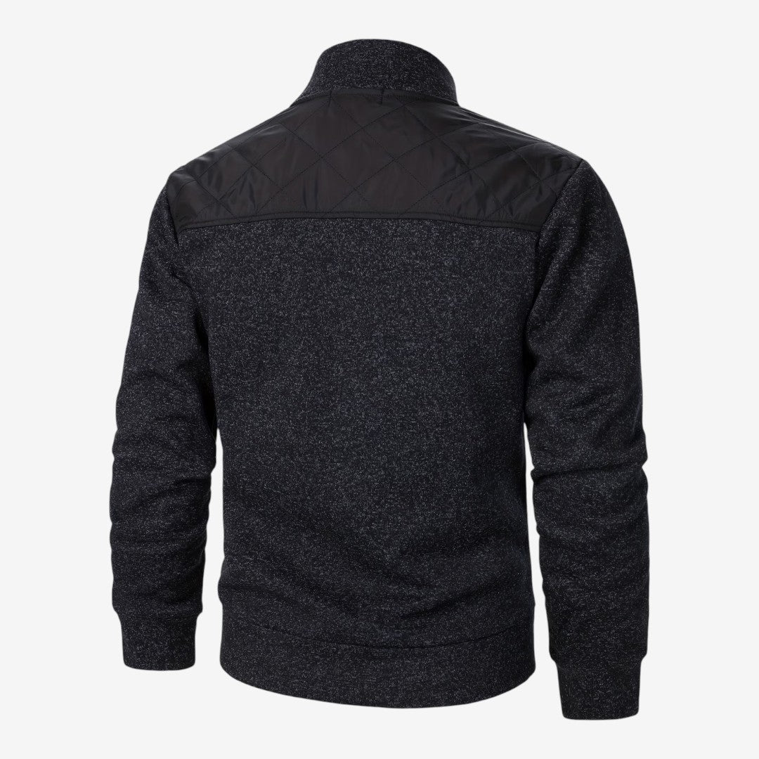 Men's Quilted Knit Jacket Smart Casual Stand Collar Stylish Layering