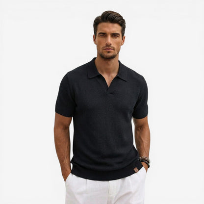 Men's Short Sleeve Knit Polo Shirt Casual Summer Relaxed Fit Everyday Wear