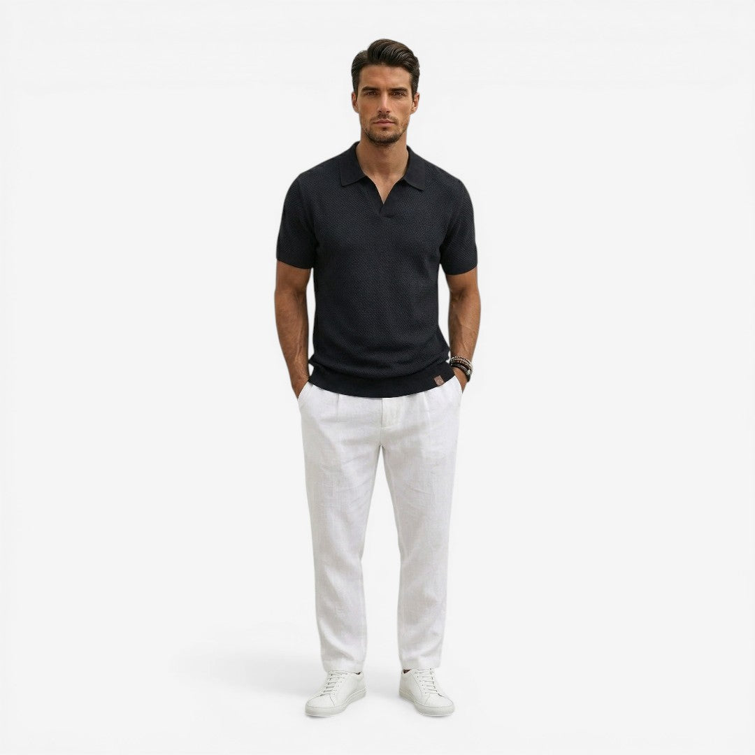 Men's Short Sleeve Knit Polo Shirt Casual Summer Relaxed Fit Everyday Wear