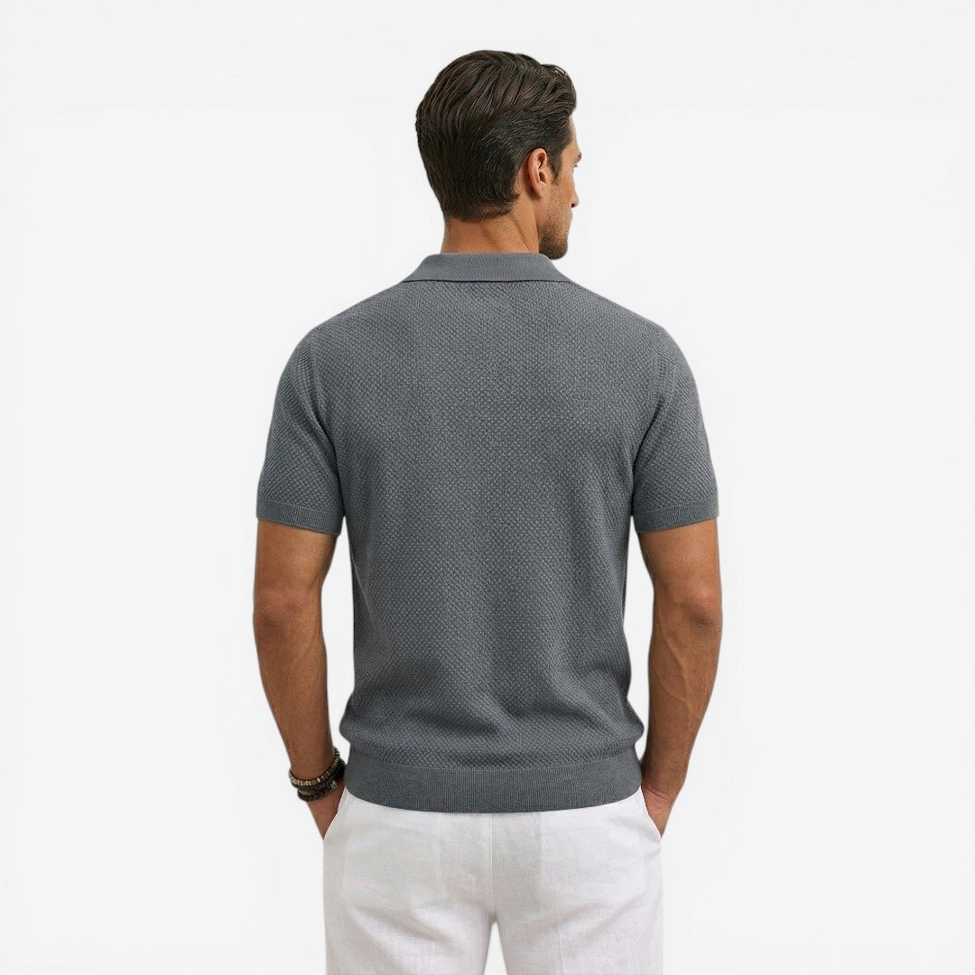 Men's Short Sleeve Knit Polo Shirt Casual Summer Relaxed Fit Everyday Wear