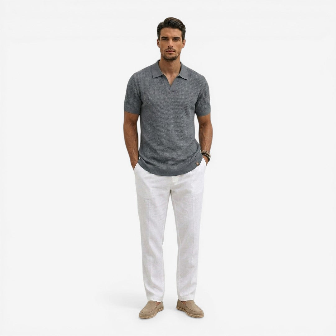 Men's Short Sleeve Knit Polo Shirt Casual Summer Relaxed Fit Everyday Wear