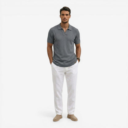 Men's Short Sleeve Knit Polo Shirt Casual Summer Relaxed Fit Everyday Wear