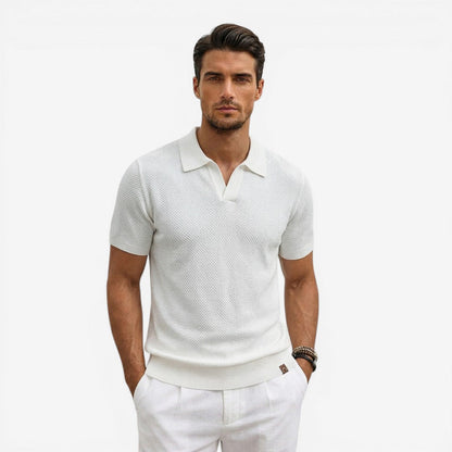 Men's Short Sleeve Knit Polo Shirt Casual Summer Relaxed Fit Everyday Wear