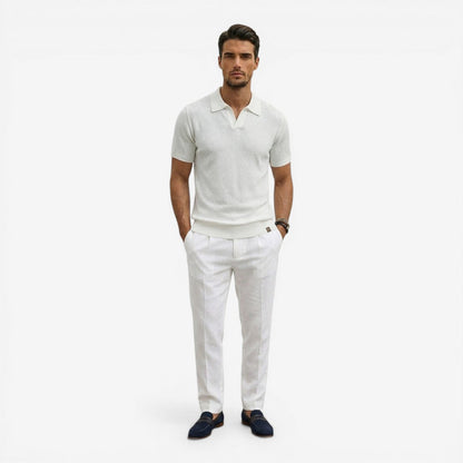 Men's Short Sleeve Knit Polo Shirt Casual Summer Relaxed Fit Everyday Wear