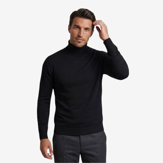 Men's Slim Fit Roll-Neck Jumper Knit Smart Casual Layering Everyday
