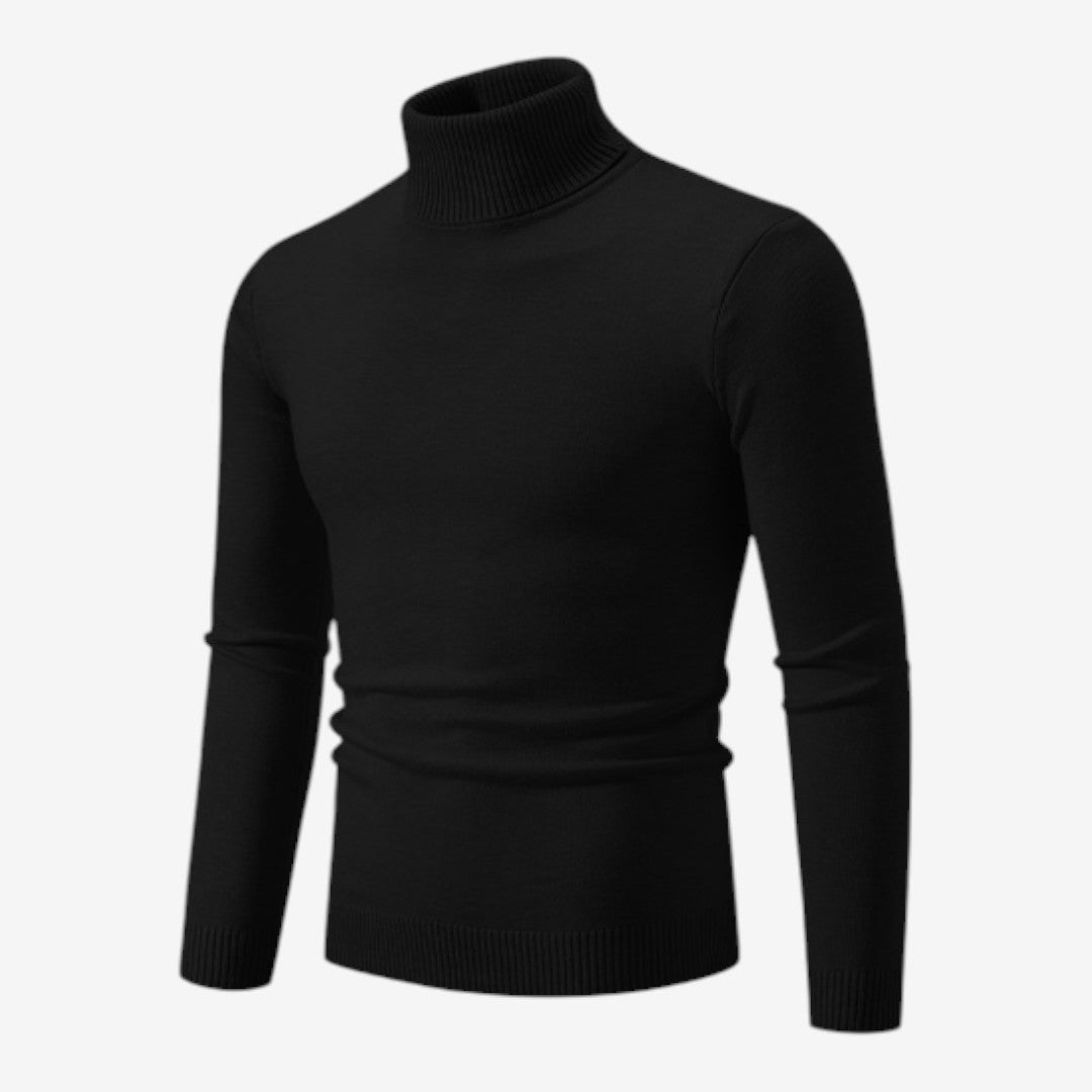 Men's Slim Fit Roll-Neck Jumper Knit Smart Casual Layering Everyday