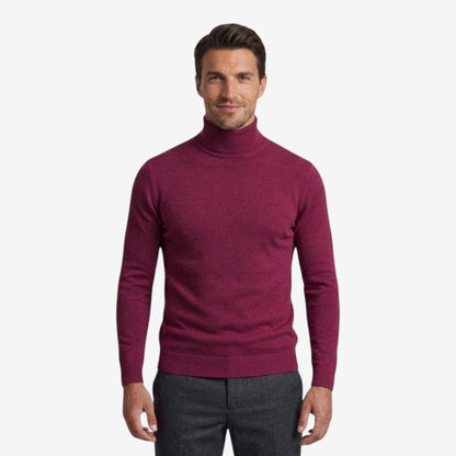 Men's Slim Fit Roll-Neck Jumper Knit Smart Casual Layering Everyday