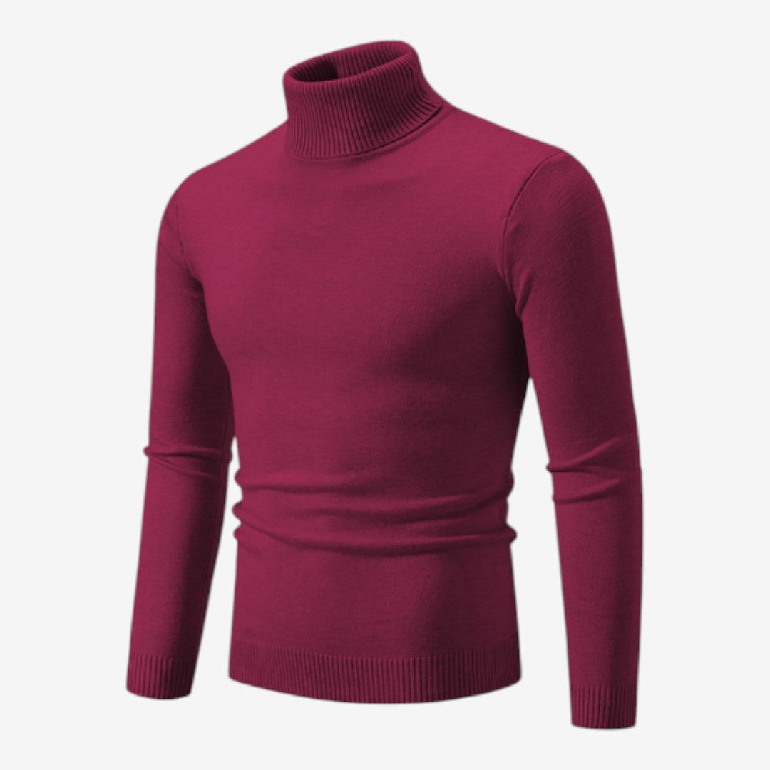 Men's Slim Fit Roll-Neck Jumper Knit Smart Casual Layering Everyday