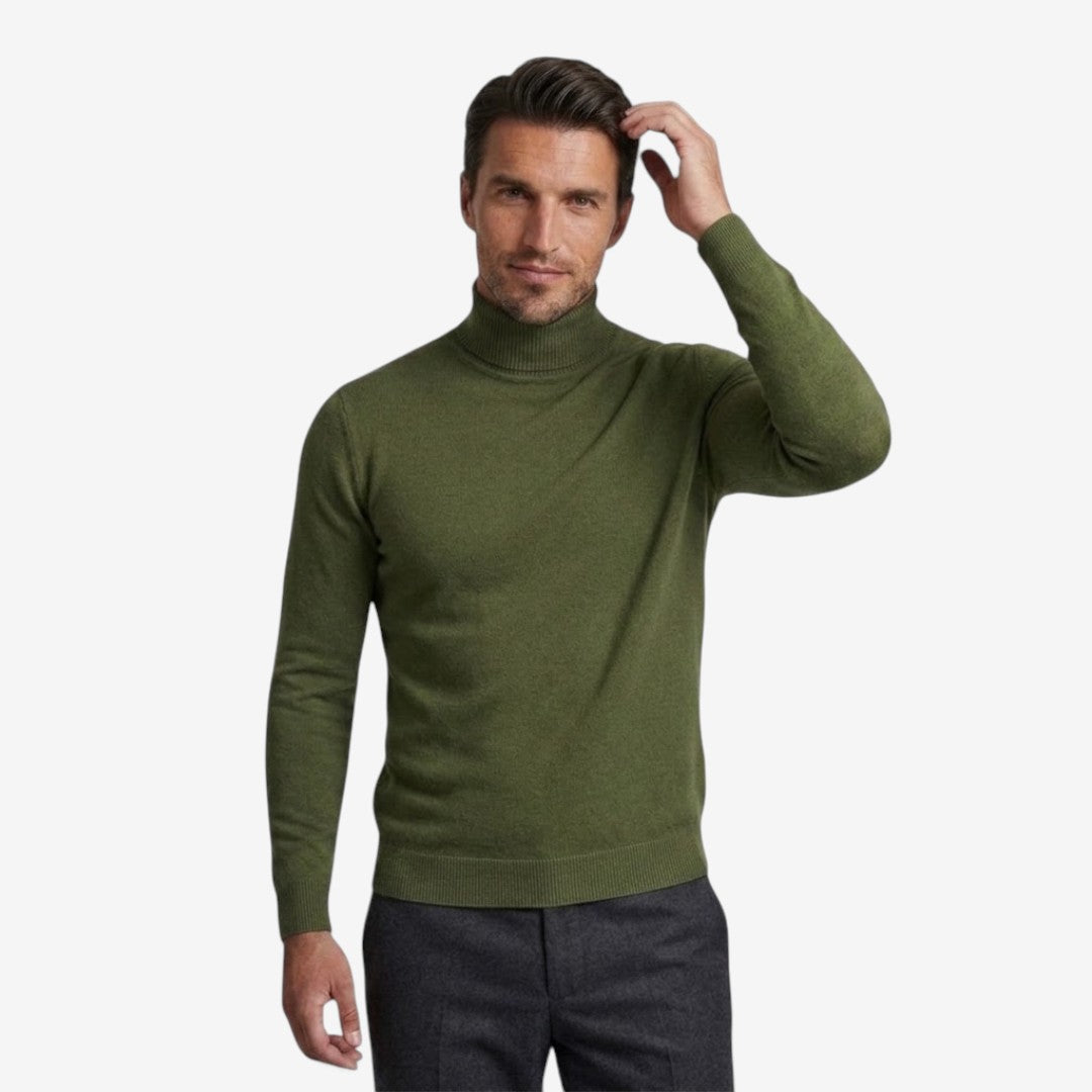 Men's Slim Fit Roll-Neck Jumper Knit Smart Casual Layering Everyday