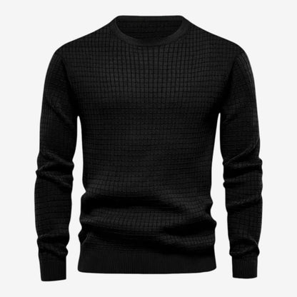 Men's Textured Knit Jumper Classic Fit Crew Neck Casual Everyday Wear