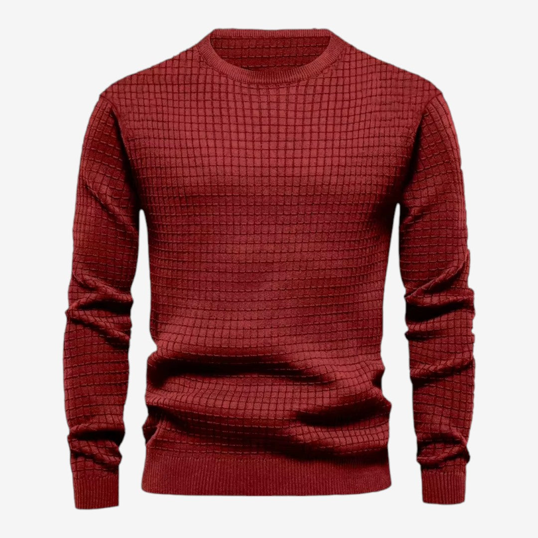 Men's Textured Knit Jumper Classic Fit Crew Neck Casual Everyday Wear