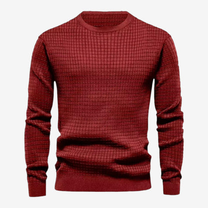 Men's Textured Knit Jumper Classic Fit Crew Neck Casual Everyday Wear