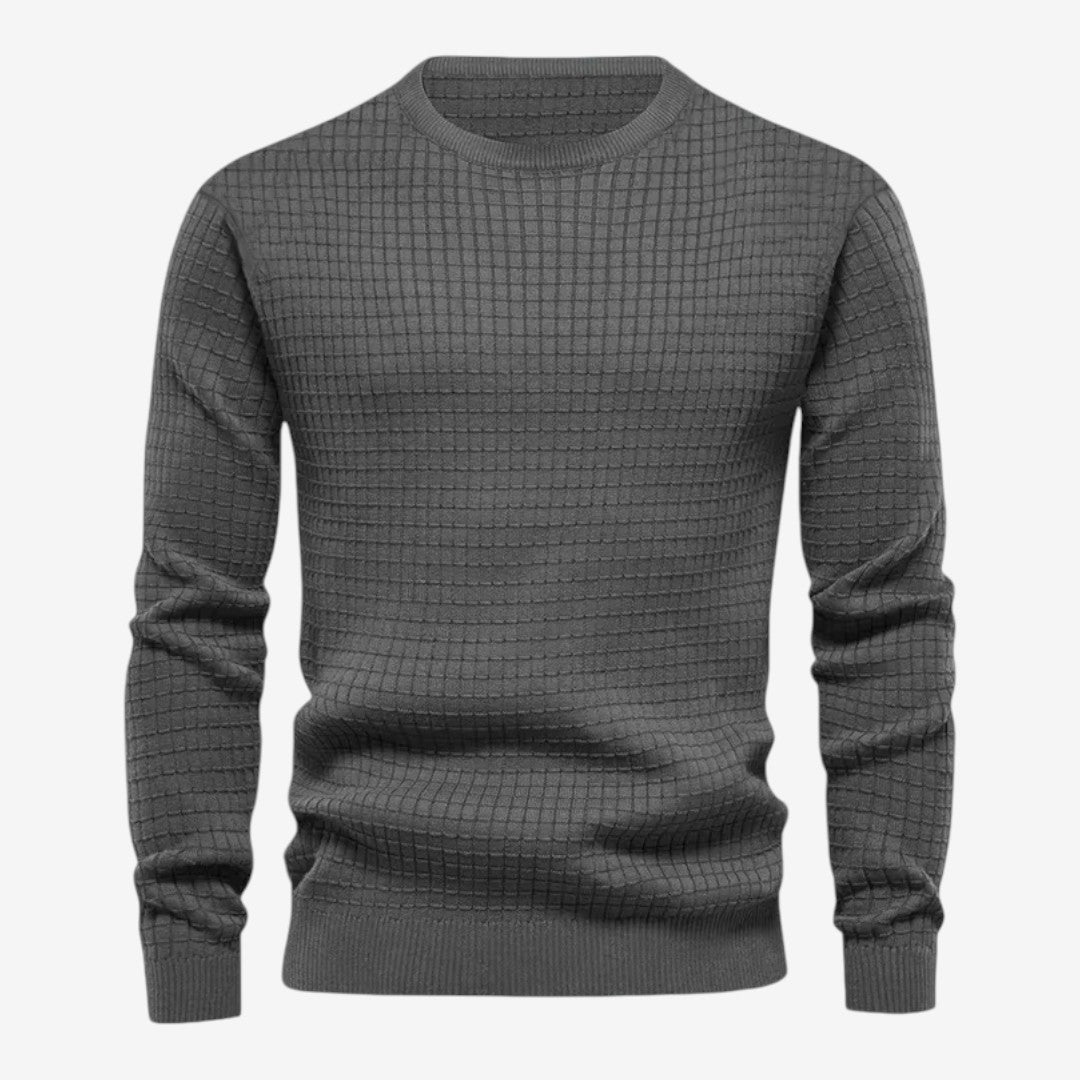 Men's Textured Knit Jumper Classic Fit Crew Neck Casual Everyday Wear