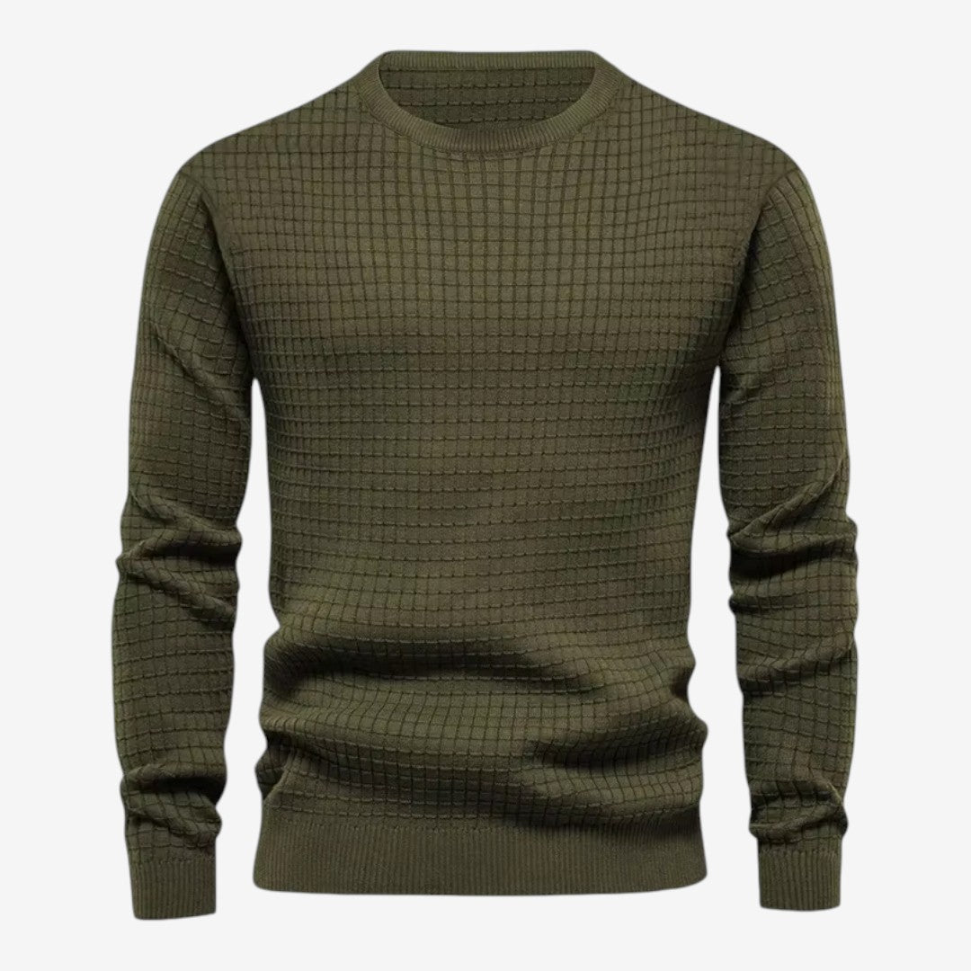 Men's Textured Knit Jumper Classic Fit Crew Neck Casual Everyday Wear
