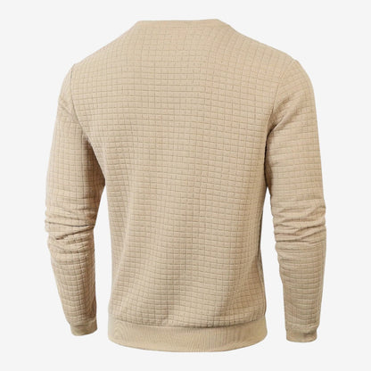 Men's Casual Textured Sweatshirt Long Sleeve Pullover Everyday Relaxed