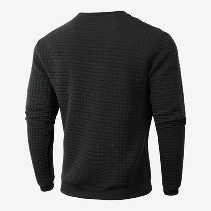 Men's Casual Textured Sweatshirt Long Sleeve Pullover Everyday Relaxed