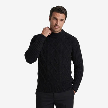 Men's Thick Knit Mock-Neck Jumper Warm Winter Casual Knitwear