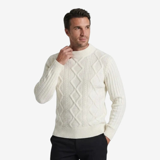 Men's Thick Knit Mock-Neck Jumper Warm Winter Casual Knitwear