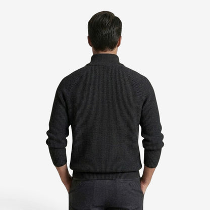 Men's Thick Knit Jumper Quarter Zip Long Sleeve Casual Autumn Winter