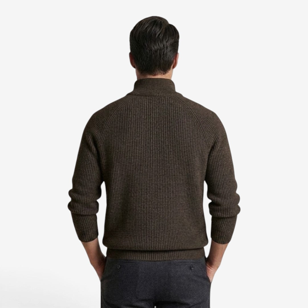 Men's Thick Knit Jumper Quarter Zip Long Sleeve Casual Autumn Winter