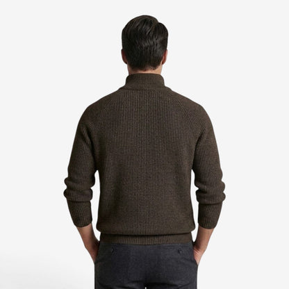 Men's Thick Knit Jumper Quarter Zip Long Sleeve Casual Autumn Winter