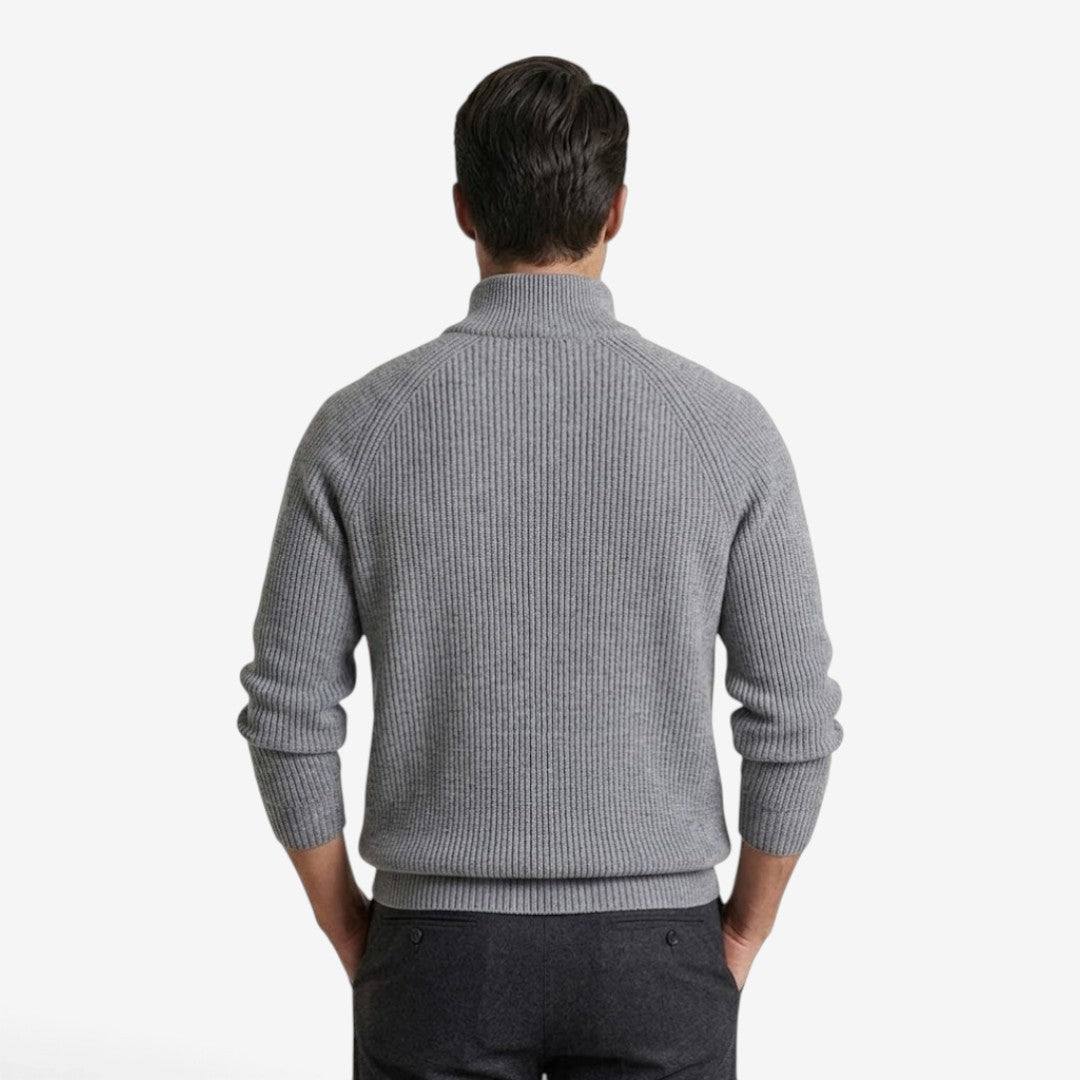 Men's Thick Knit Jumper Quarter Zip Long Sleeve Casual Autumn Winter