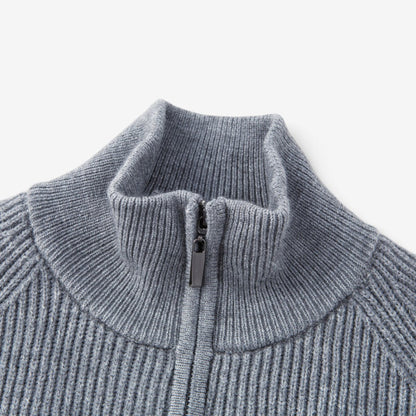 Men's Thick Knit Jumper Quarter Zip Long Sleeve Casual Autumn Winter