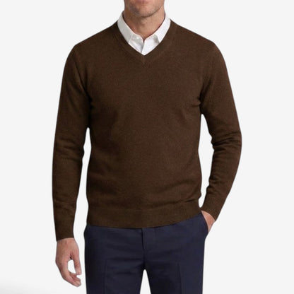 Men's Thick V-Neck Knit Jumper Warm Casual Layered Winter Essential