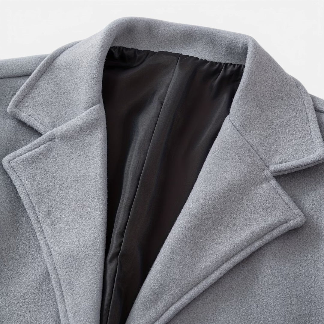 Men's Long Trench Coat Slim Fit Formal Overcoat Stylish Winter Outerwear
