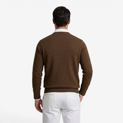 Men's V-Neck Knit Jumper Slim Fit Long Sleeve Smart Casual Everyday Wear
