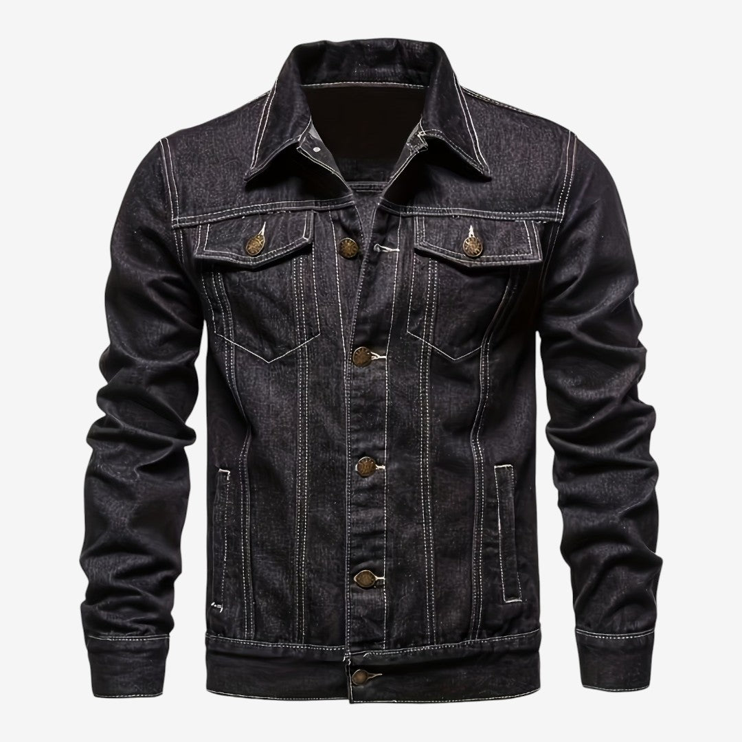 Men's Vintage Slim Fit Denim Jacket Classic Lapel Casual Everyday Wear