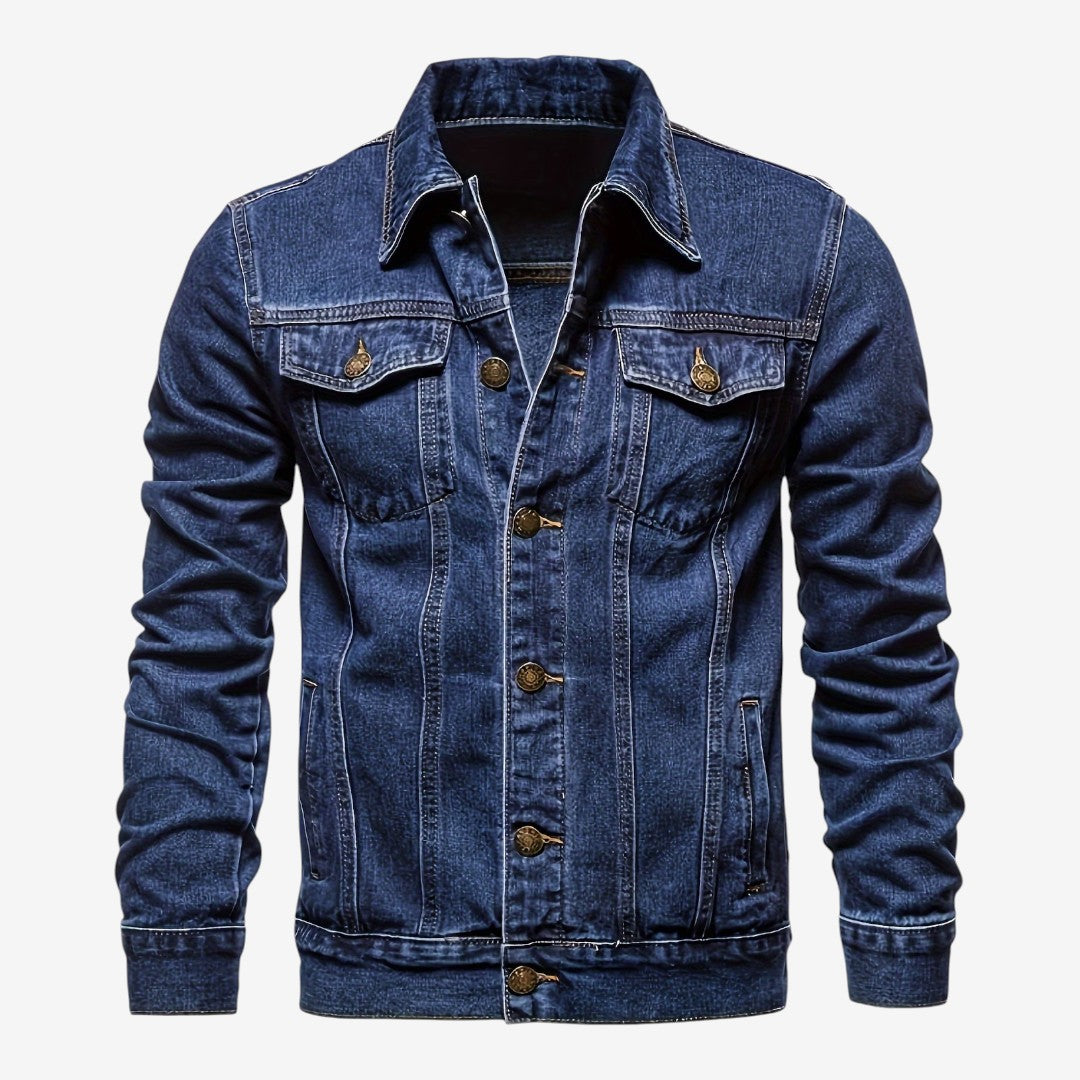 Men's Vintage Slim Fit Denim Jacket Classic Lapel Casual Everyday Wear