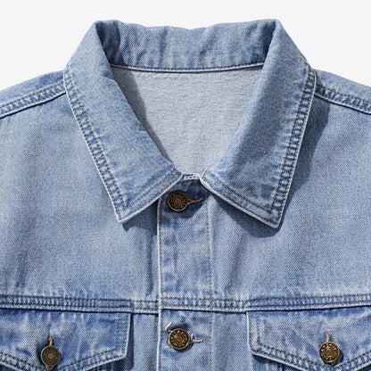 Men's Vintage Slim Fit Denim Jacket Classic Lapel Casual Everyday Wear