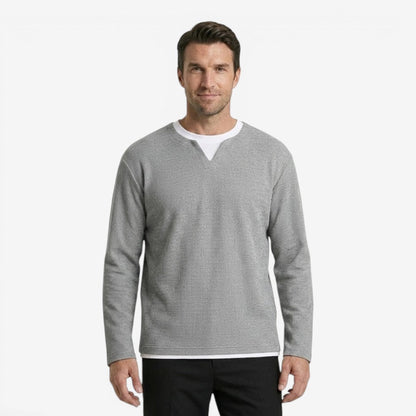 Men's Waffle Knit Long Sleeve Top Layered Relaxed Fit Casual Everyday