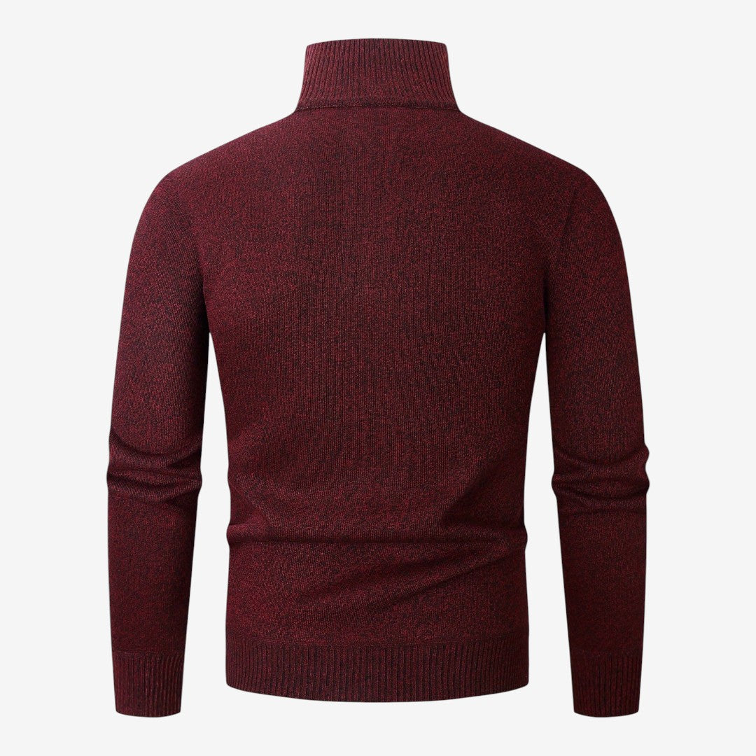 Men's Warm Quarter Zip Jumper Jacquard Knit Classic Fit Casual Everyday