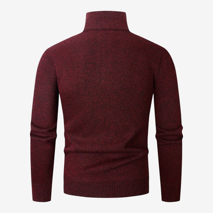Men's Warm Quarter Zip Jumper Jacquard Knit Classic Fit Casual Everyday