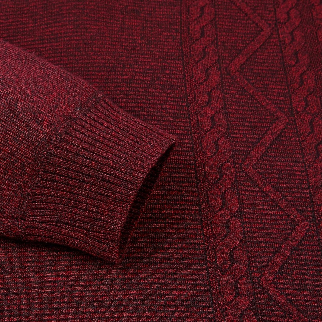 Men's Warm Quarter Zip Jumper Jacquard Knit Classic Fit Casual Everyday