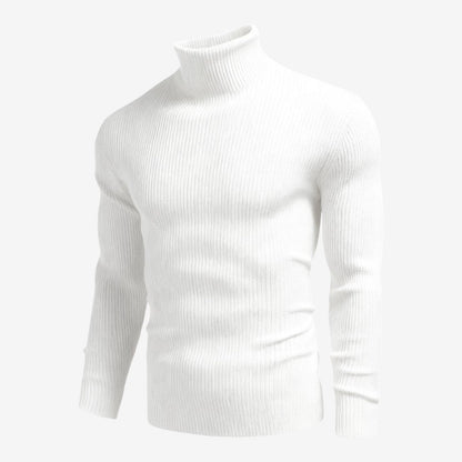 Men's Slim Fit Ribbed Knit Roll-Neck Jumper Warm Casual Layering