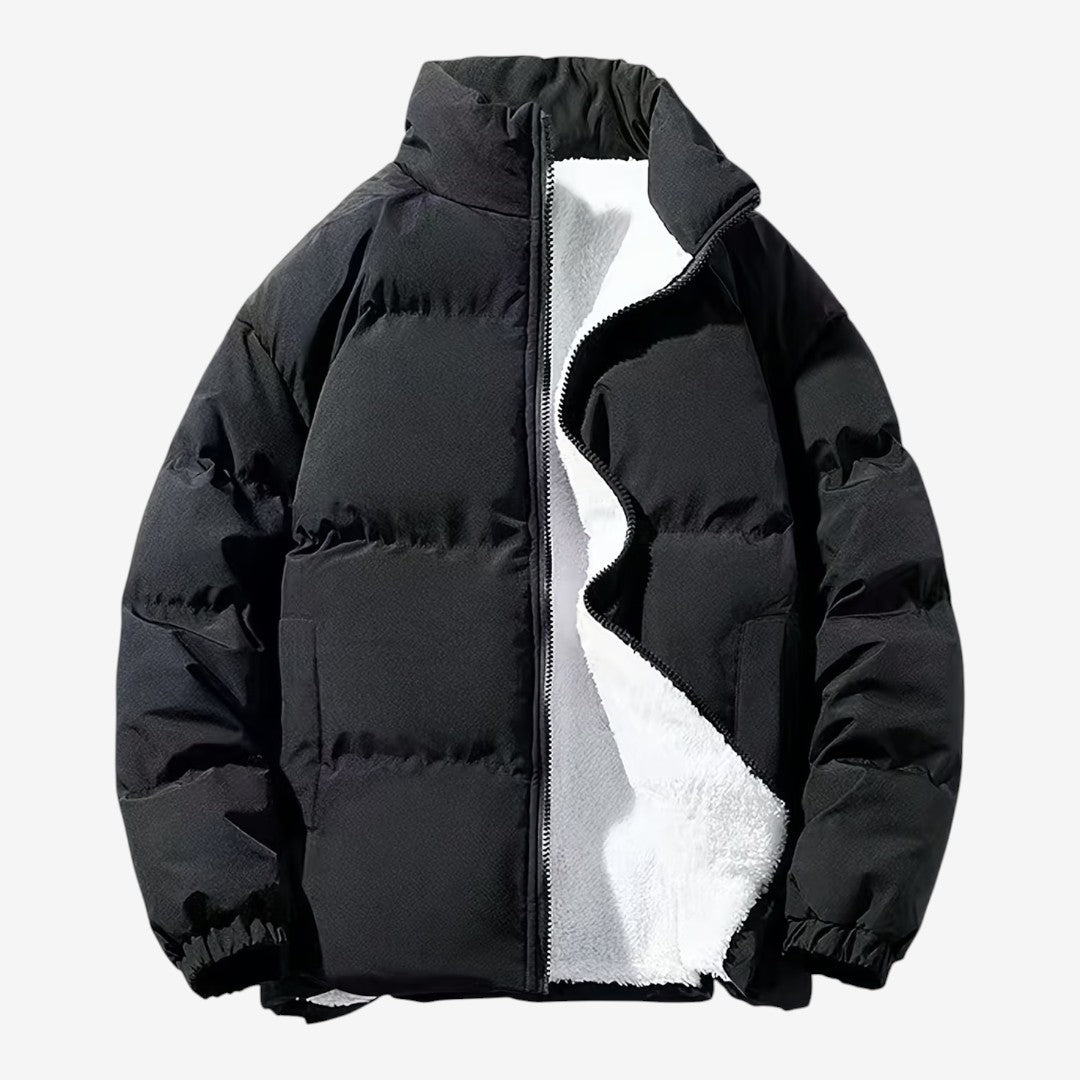 Men's Winter Zip-Up Jacket Stand Collar Warm Casual Streetwear
