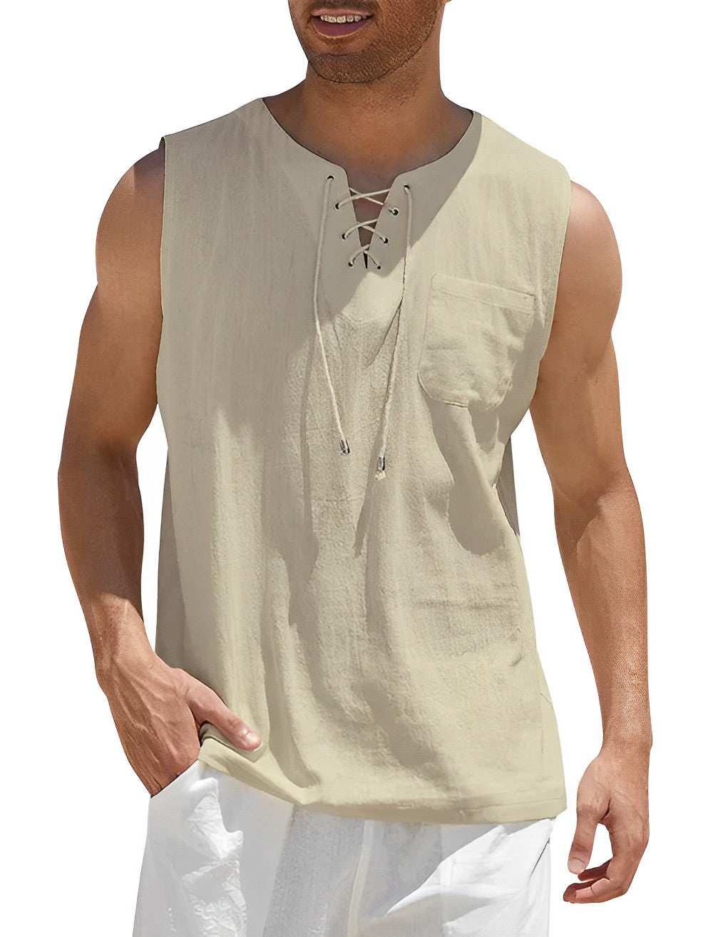 Men's Tank Top Loose Fit Sleeveless Vest Ribbed Casual Beach Holiday Gym Everyday Layering Breathable Jax
