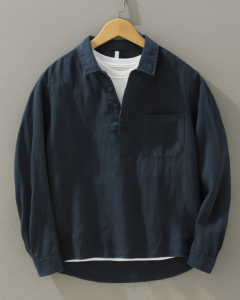 Men's Popover Shirt Half-Placket Button Short-Sleeve Collared Casual Holiday Beach Smart-Casual Everyday Radley
