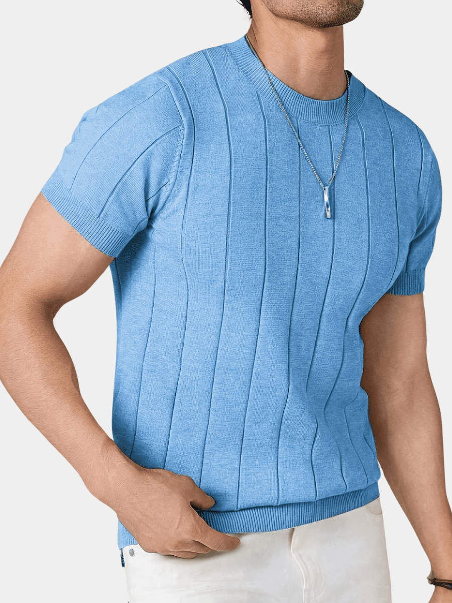 Men's Striped Knit Top Casual Long Sleeve Crew Neck Everyday Style